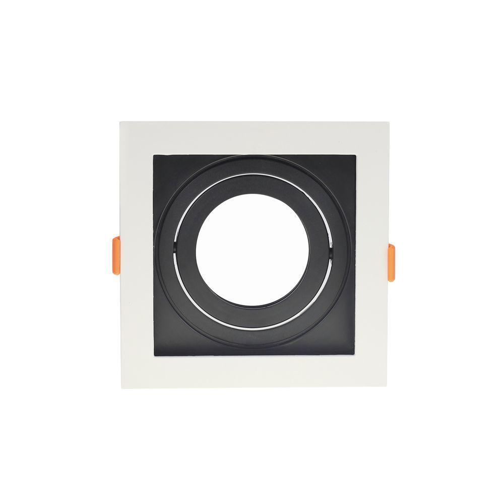 Spot De Embutir Recuado Nordecor Flea Para 1 Lâmpada Par 30 Quadrado Branco E Preto - 1