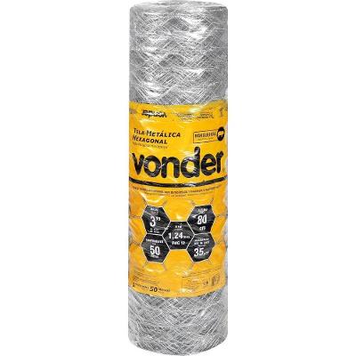 Tela Metálica Mangueirão Hex Malha 3'' Bwg18 0,8m 50m Vonder