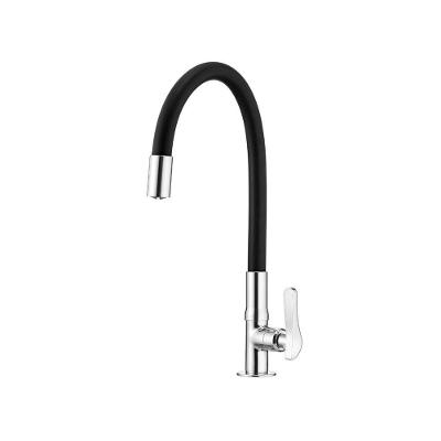 Torneira Cozinha De Mesa Bica Flexível 1177 - Lorenzetti Preto Com Cromado