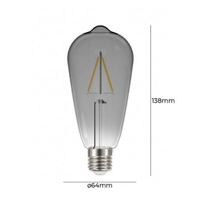 Lâmpada Led Taschibra Filamento Vintage St64 Fumê 3w E27 Bivolt
