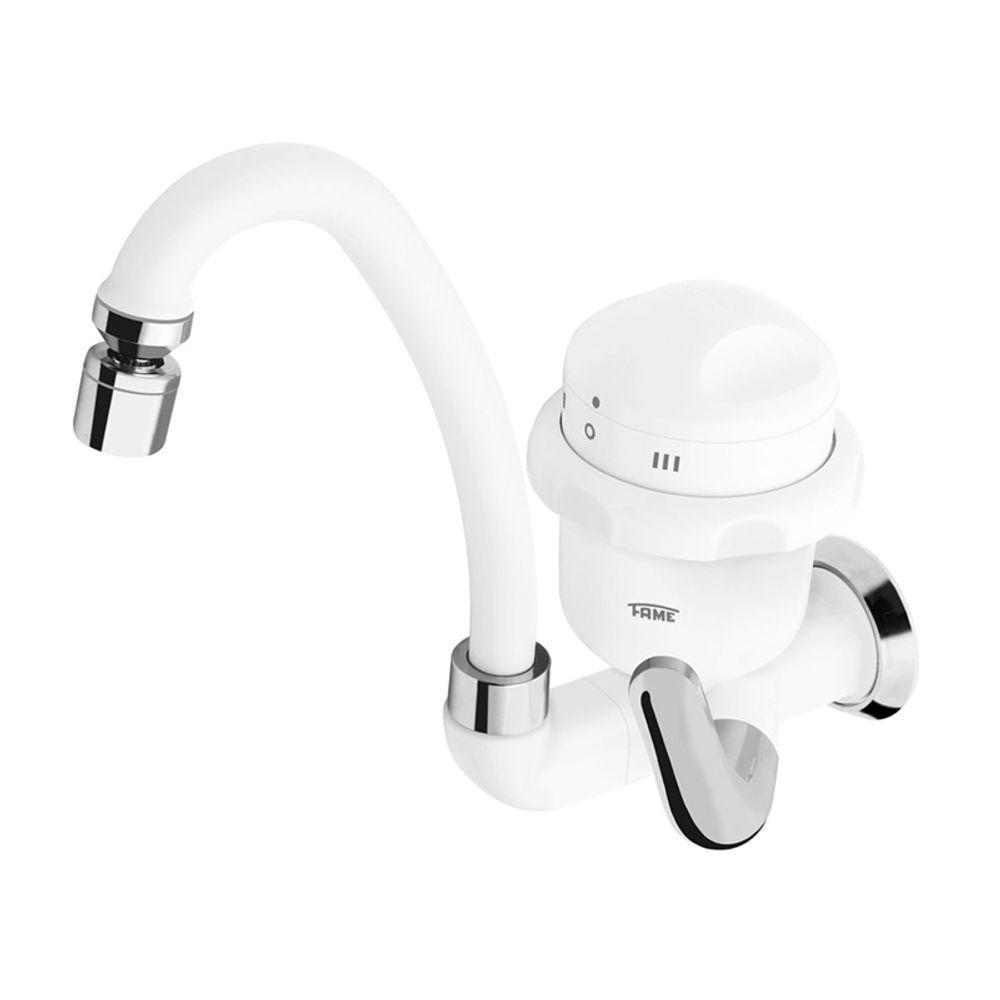 Torneira Elétrica Fame Bica Alta 3 Temperaturas De Parede Branca 127v - 1