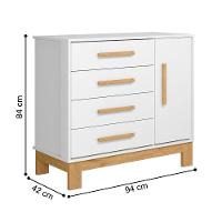 Berço E Cômoda Com 4 Gavetas Nauru Branco Acetinado - 7