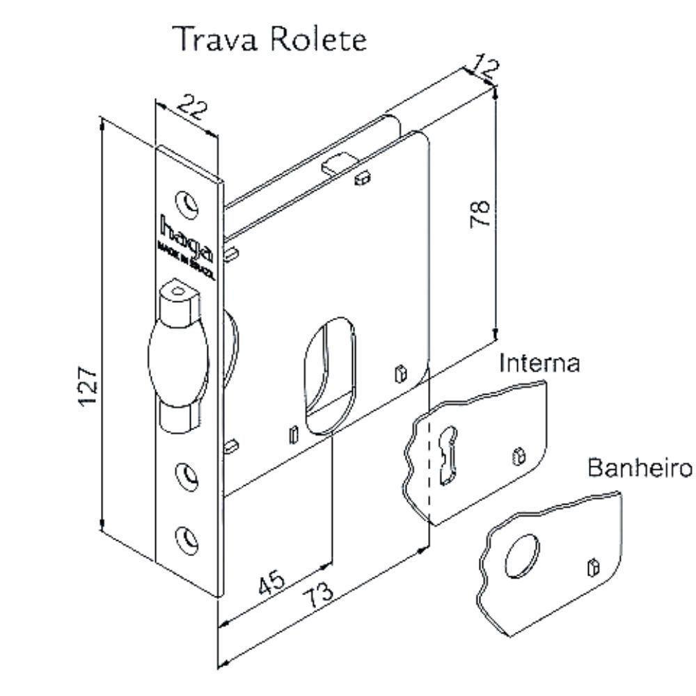 Fechadura Porta Pivotante Haga Externa Trava Rolete Inox Polido 603 Roseta Redonda - 26712 - 3