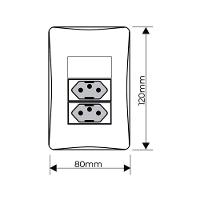 Interruptor Simples E Tomada Dupla 2p+t 20a Fame Habitat Black Com Placa 4x2 Preto - 2