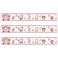 Kit 3 Faixas Decorativas Papel Parede Infantil Animais Carro Titulo Rosa - 1