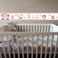 Kit 3 Faixas Decorativas Papel Parede Infantil Animais Carro Titulo Rosa - 5