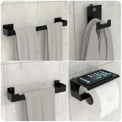 Kit Acessórios Para Banheiro Com Ventosa 4 Peças Preto Elg