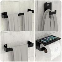 Kit Acessórios Para Banheiro Com Ventosa 4 Peças Preto Elg - 1