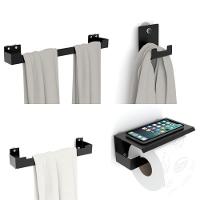 Kit Acessórios Para Banheiro Com Ventosa 4 Peças Preto Elg - 2