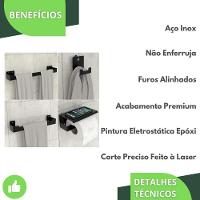 Kit Acessórios Para Banheiro Com Ventosa 4 Peças Preto Elg - 8