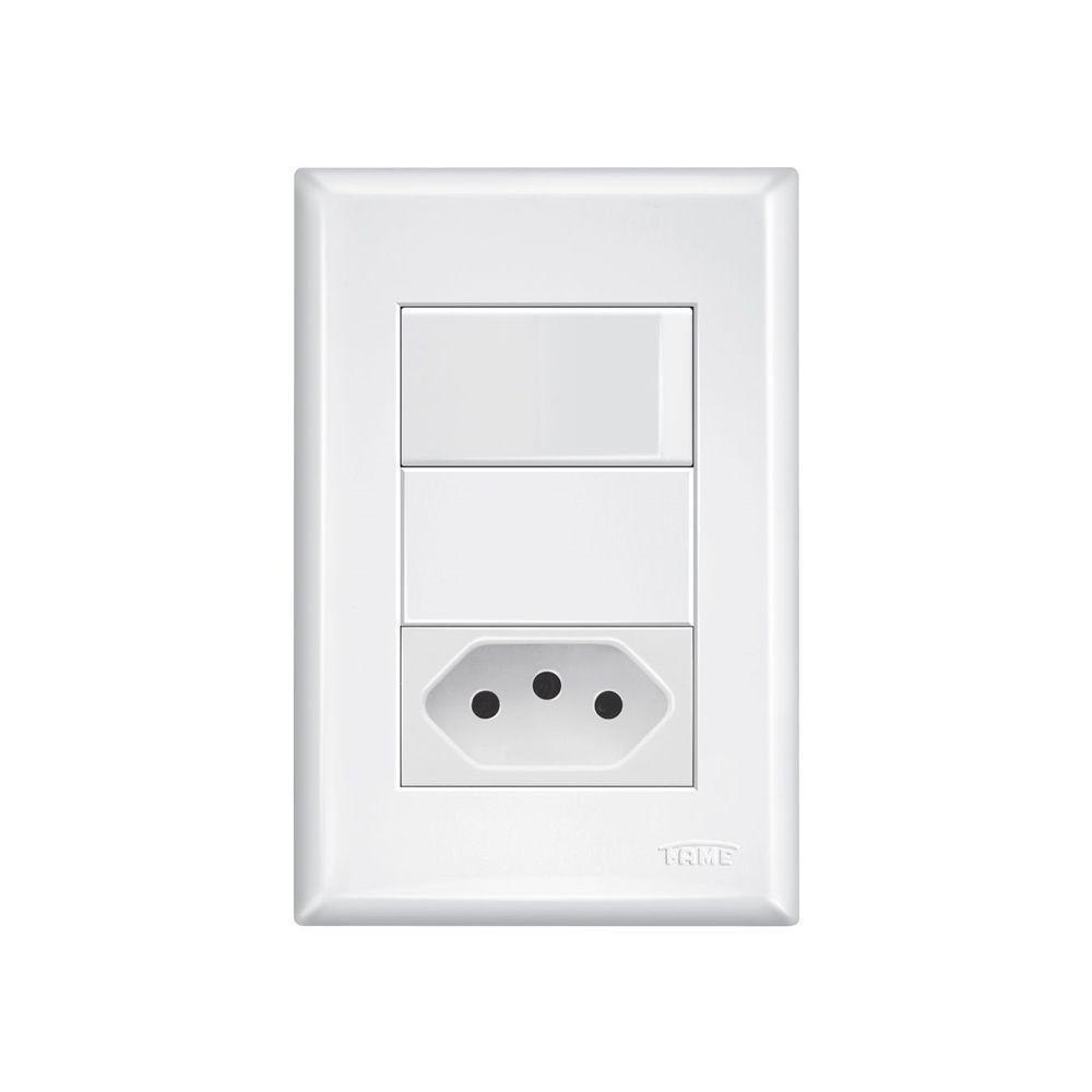 Interruptor Simples E Tomada 2p+t 20a Fame Evidence Com Placa 4x2 Branco - 1