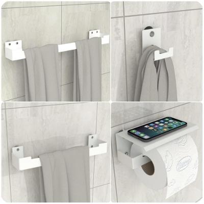 Kit Acessórios Para Banheiro Com Ventosa 4 Peças Branco Elg
