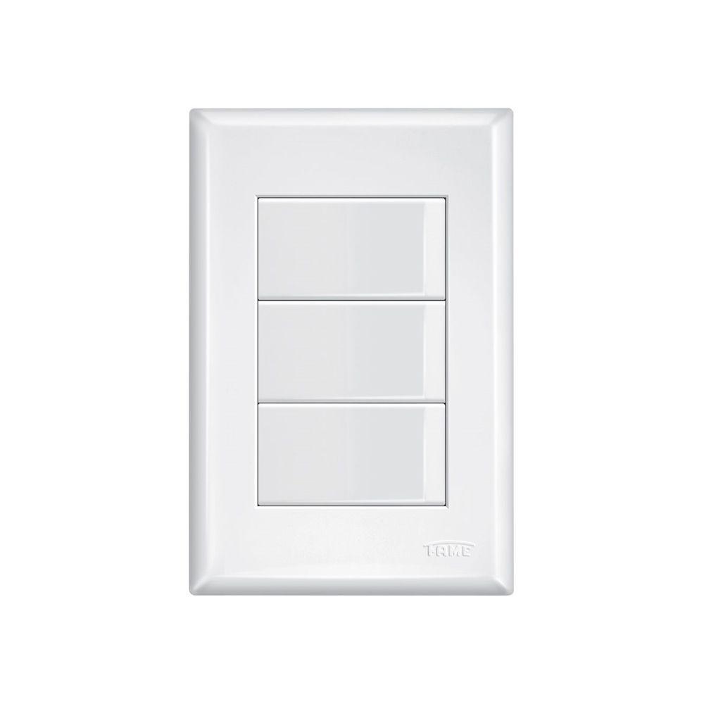 Interruptor Simples Triplo Fame Evidence Com Placa 4x2 Branca - 1