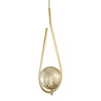 Kit 2 Pendente Lustre On Drop Dourado Globo De Vidro Ambar - 3