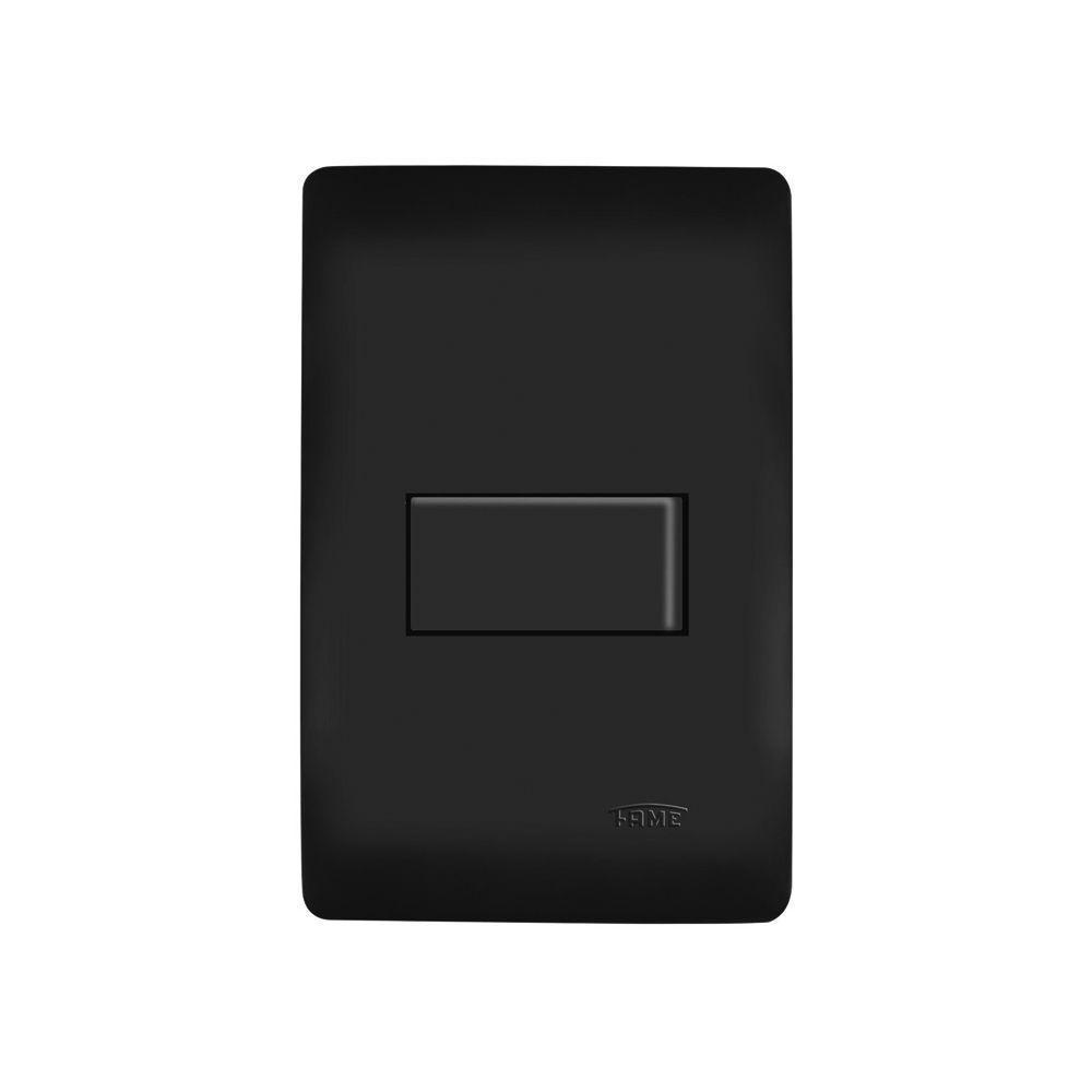 Interruptor Simples Fame Habitat Black Com Placa 4x2 Preto - 1
