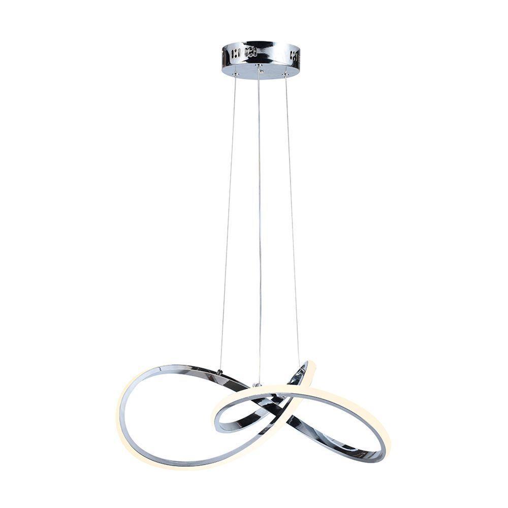 Lustre Pendente Taschibra Design Tóquio 30w Led 45cm Luz Quente 3000k Bivolt Cromado - 1