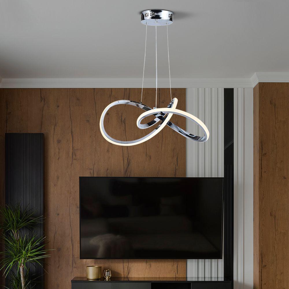 Lustre Pendente Taschibra Design Tóquio 30w Led 45cm Luz Quente 3000k Bivolt Cromado - 2