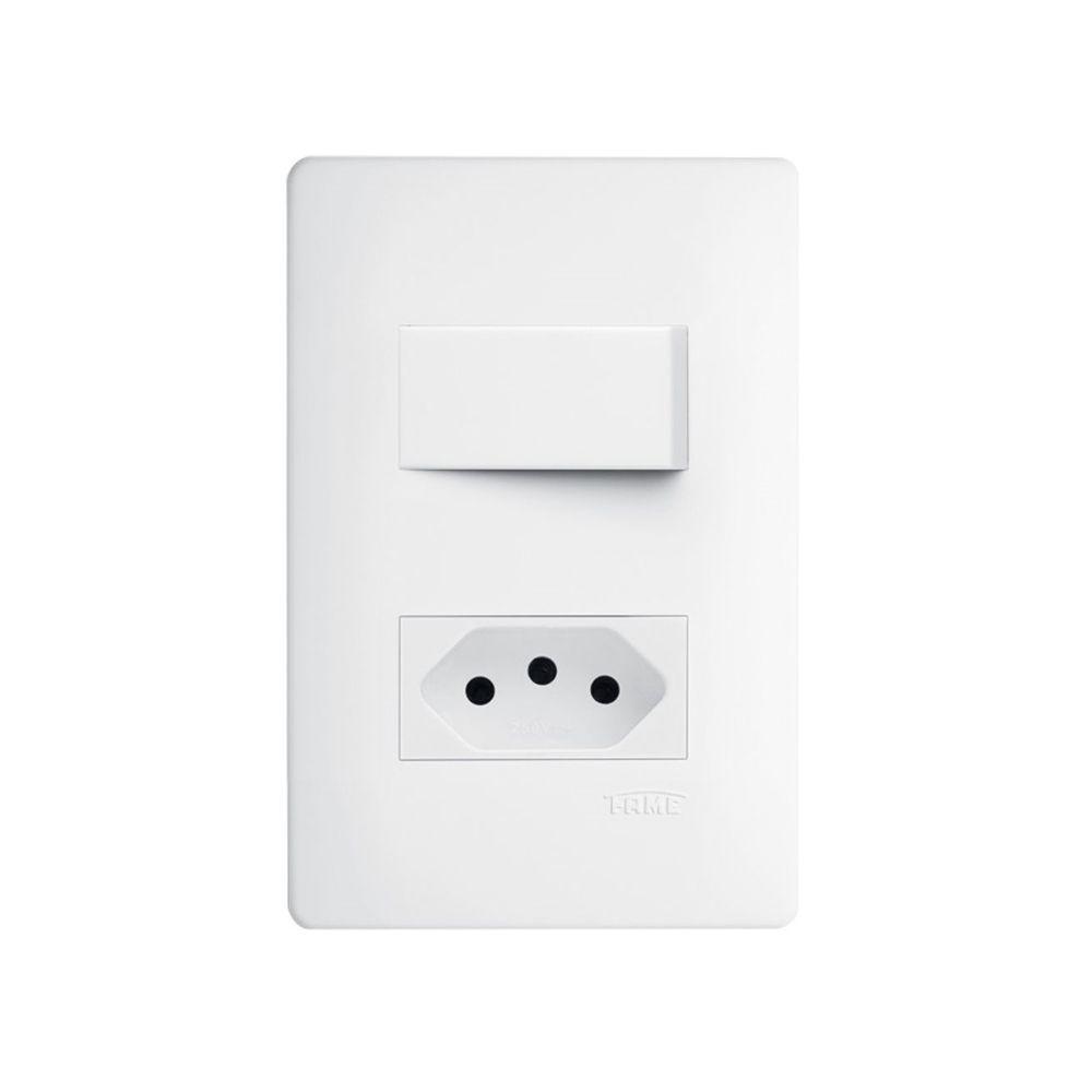 Interruptor Simples E Tomada 2p+t 20a Fame Habitat Com Placa 4x2 Branco - 1