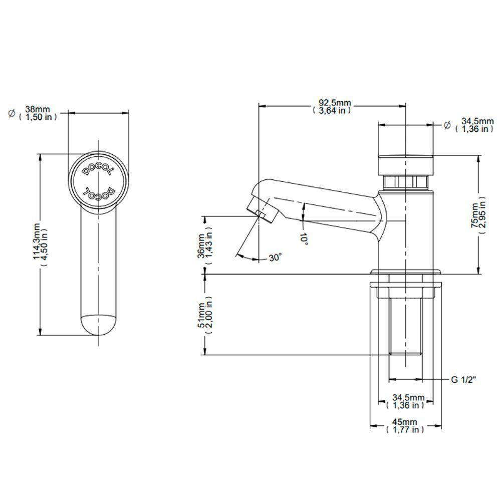 Torneira Com Fechamento Automático Docol Pressmatic 17160606 De Bancada Cromada - 2