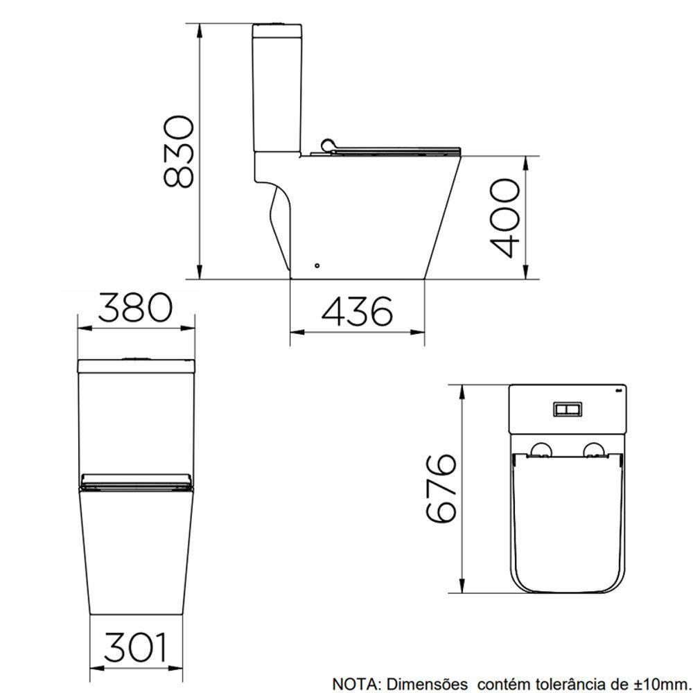 Vaso Sanitário Com Caixa Acoplada Docol Vougan 969466 Branco Esmaltado - 4