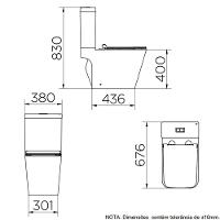 Vaso Sanitário Com Caixa Acoplada Docol Vougan 969466 Branco Esmaltado - 4