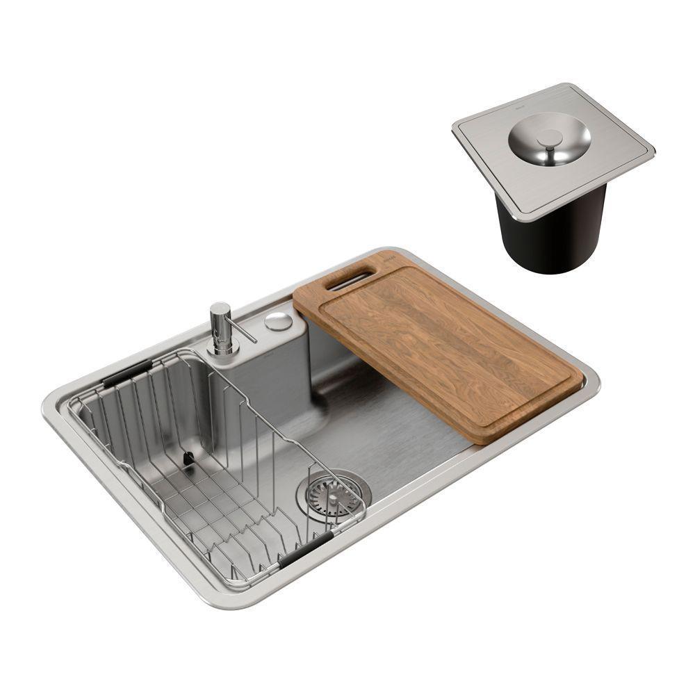 Cuba Docol Massima 68x48 1611616 Inox Escovado Com Acessórios E Lixeira - 1