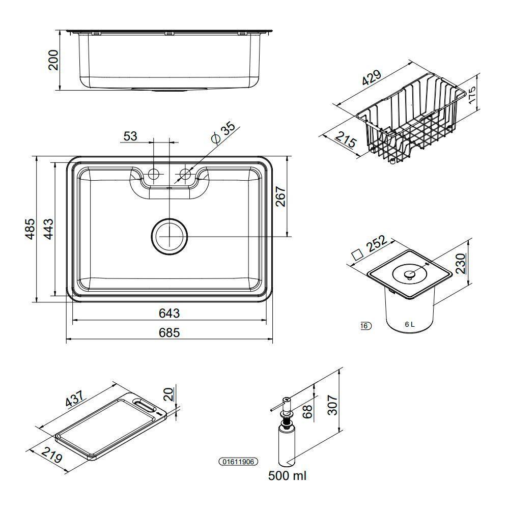 Cuba Docol Massima 68x48 1611616 Inox Escovado Com Acessórios E Lixeira - 2