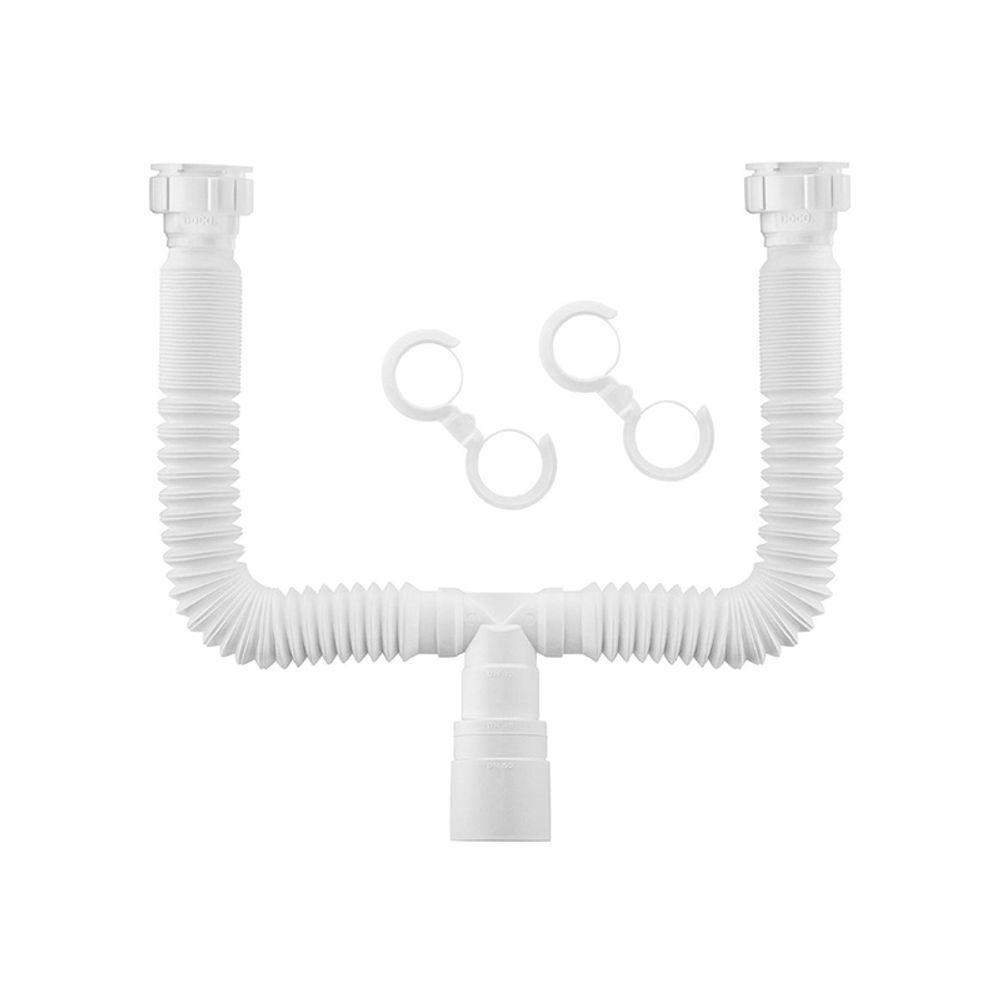 Sifão Duplo Sanfonado Extensível Docol 1231826 72cm Branco Universal - 1