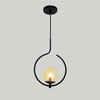 Pendente Lustre On Loop Preto Com Globo De Vidro Preto/vidro Ambar - 6