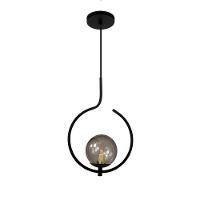 Pendente Lustre On Loop Preto Com Globo De Vidro Petro/vidro Fume - 1
