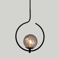 Pendente Lustre On Loop Preto Com Globo De Vidro Petro/vidro Fume - 2