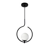 Pendente Lustre On Loop Preto Com Globo De Vidro Petro/vidro Branco - 1