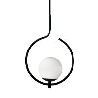 Pendente Lustre On Loop Preto Com Globo De Vidro Petro/vidro Branco - 8