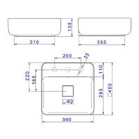 Cuba De Apoio Deca Slim 40x40 L.11040.m.26 Quadrada Com Mesa Barbante - 3