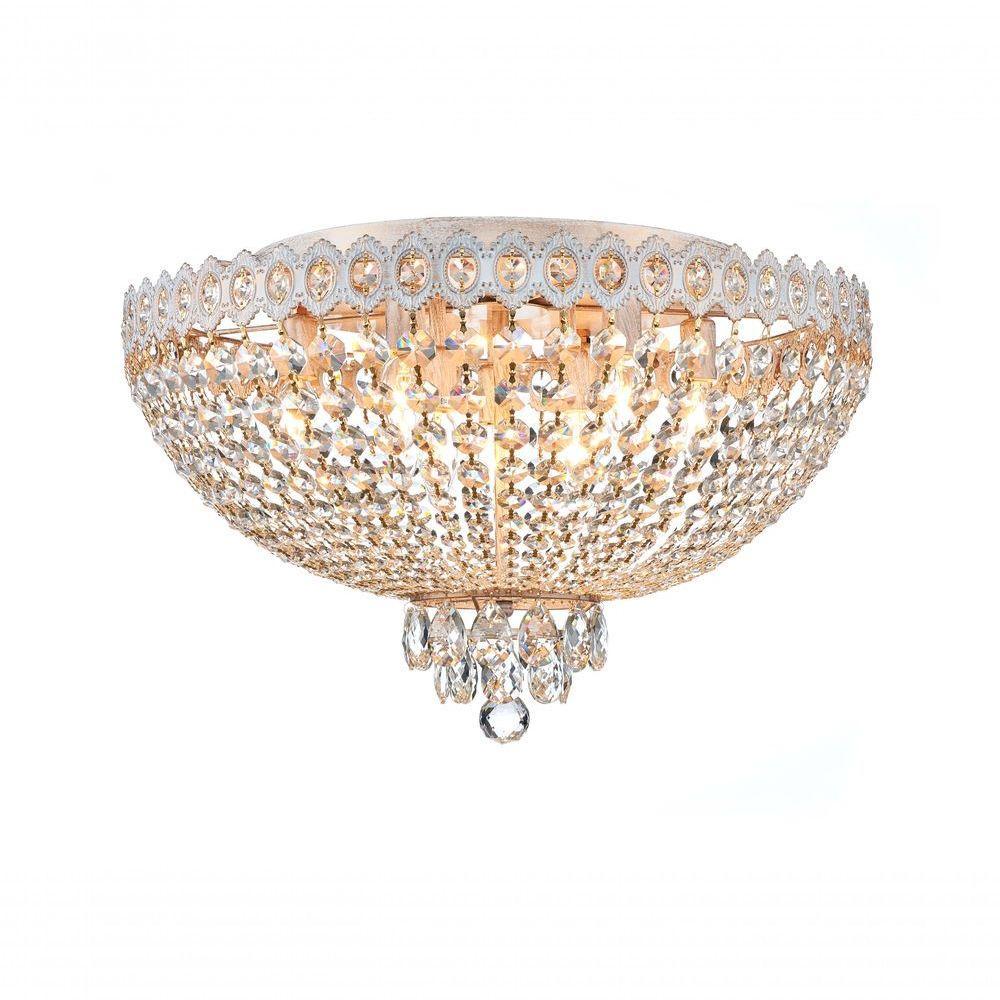 Plafon Queen Metal Com Cristais K9 Transparentes E 9 Lâmpadas E14 Única Único - 1