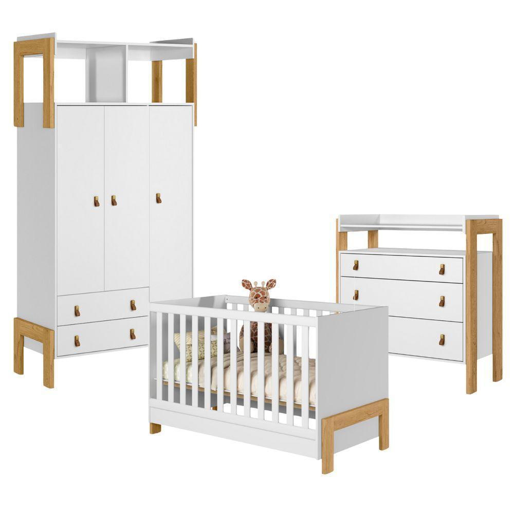 Conjunto Para Quarto Infantil Esquel Branco Acetinado - 1