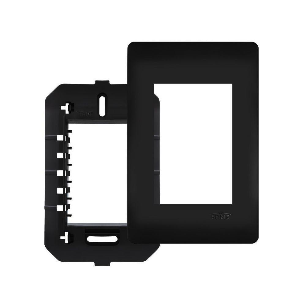 Placa Com Suporte Fame Habitat Black 4x2 Para 3 Módulos Horizontais Preto - 1