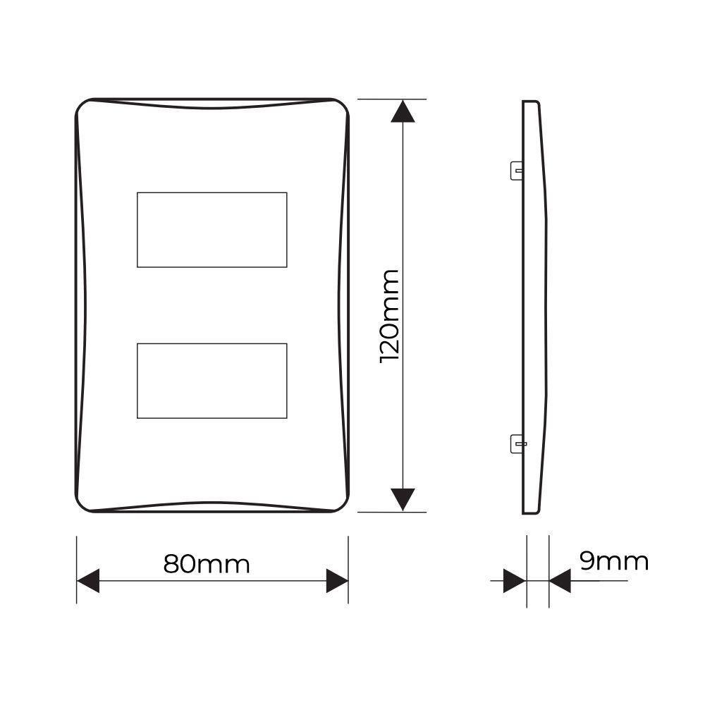 Placa Com Suporte Fame Habitat Black 4x2 Para 2 Módulos Horizontais Distanciados Preto - 2