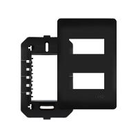Placa Com Suporte Fame Habitat Black 4x2 Para 2 Módulos Horizontais Distanciados Preto - 1