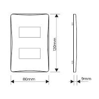 Placa Com Suporte Fame Habitat Black 4x2 Para 2 Módulos Horizontais Distanciados Preto - 2