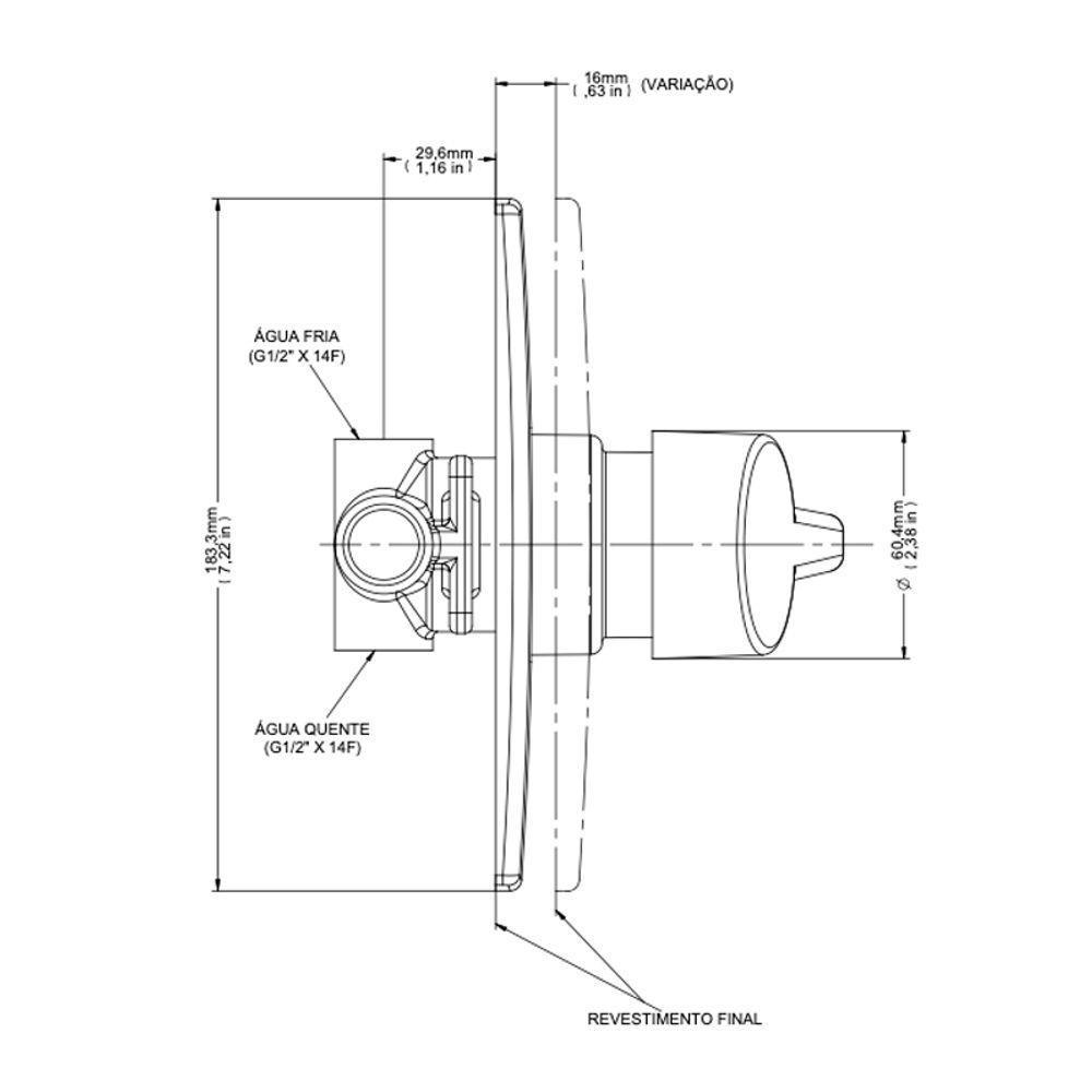 Acabamento Monocomando Para Ducha Higiênica Docol Nexus 503106 1-2" Cromado - 4