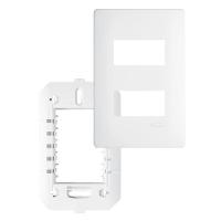 Placa Com Suporte Fame Habitat 4x2 Para 2 Módulos Horizontais Distanciados Branco - 1