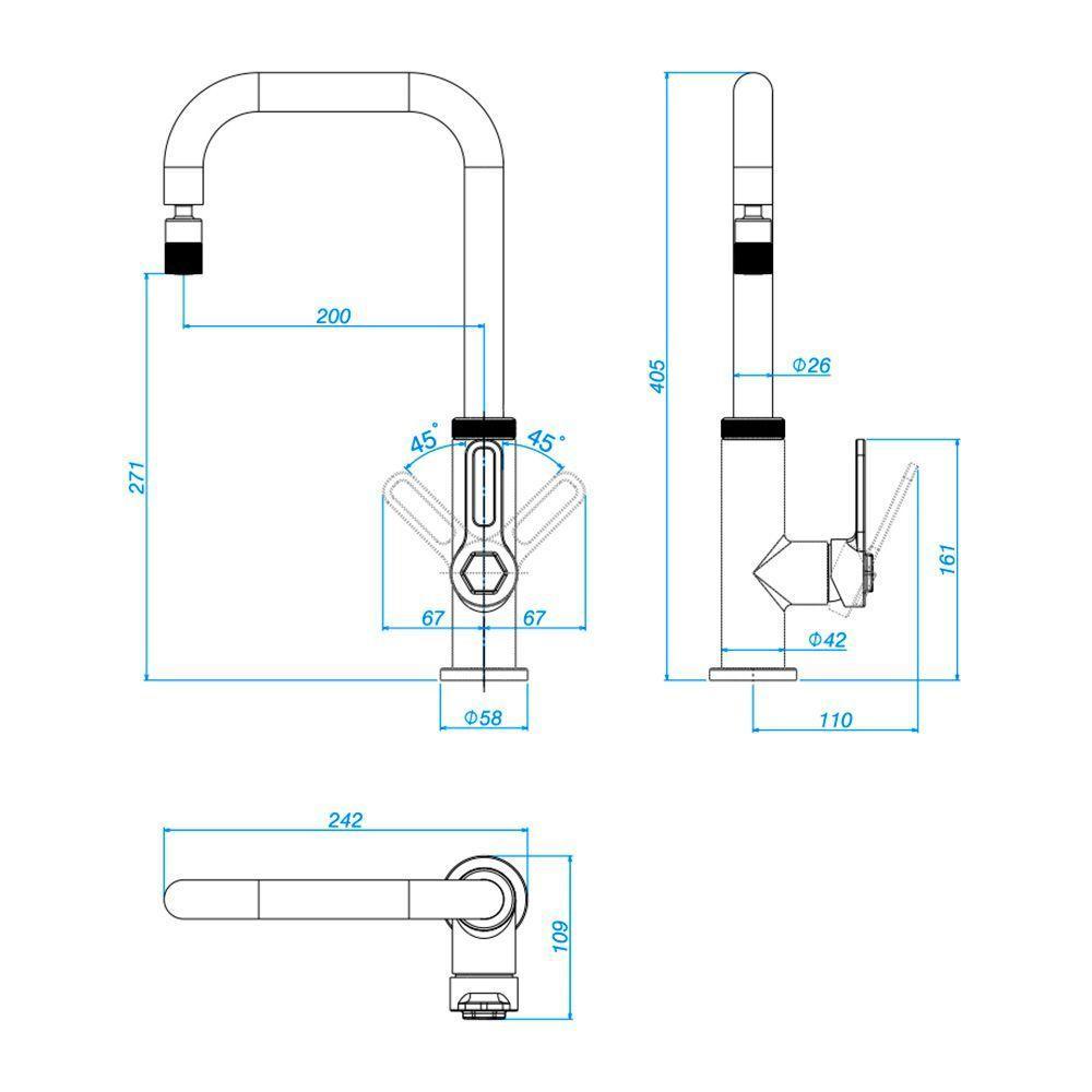Torneira Misturador Monocomando Deca Urban 2270.bl.ind.mt De Bancada Black Matte - 2