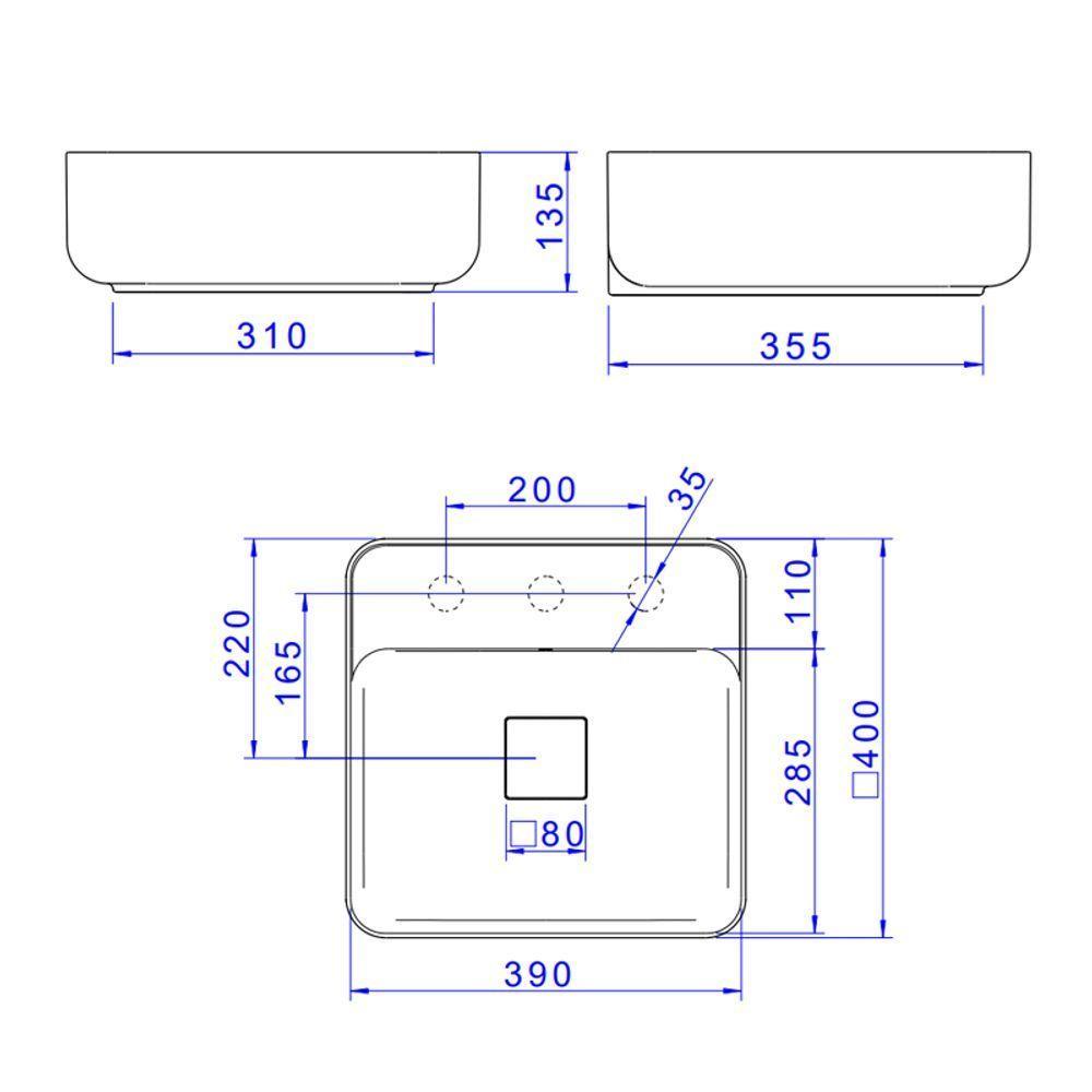 Cuba De Apoio Deca Slim 40x40 L.11040.m.94 Quadrada Com Mesa ébano Fosco - 4