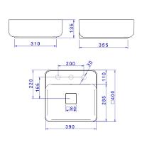Cuba De Apoio Deca Slim 40x40 L.11040.m.94 Quadrada Com Mesa ébano Fosco