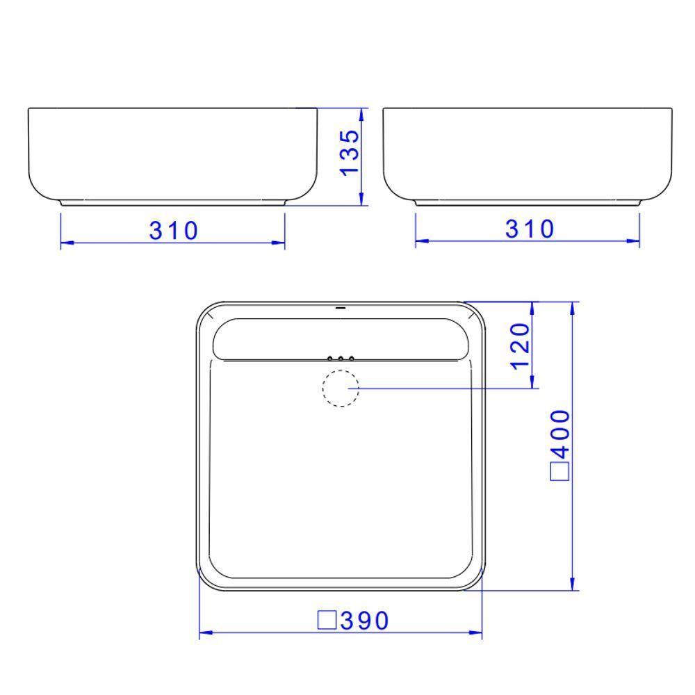 Cuba De Apoio Deca Slim 40x40 L.11040.vo.17 Quadrada Com Válvula Oculta Branca - 5