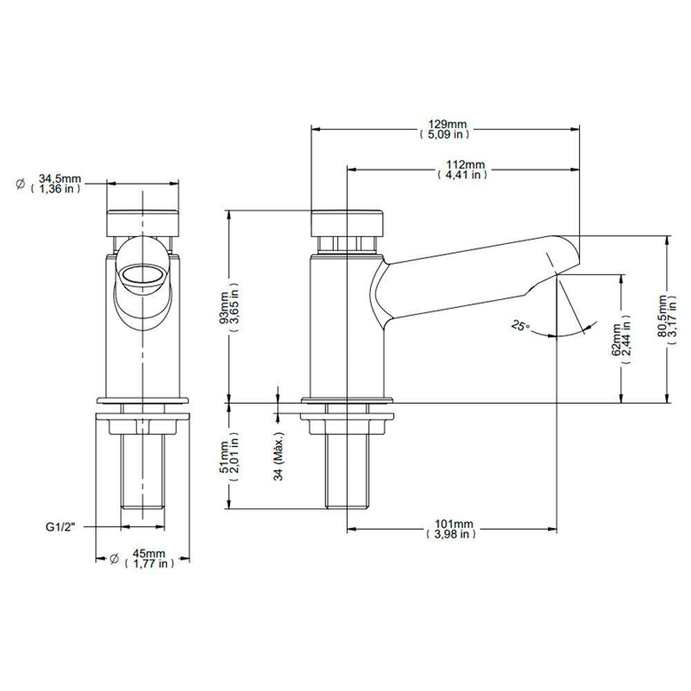 Torneira Com Fechamento Automático Docol Pressmatic 446106 De Bancada Cromada - 3
