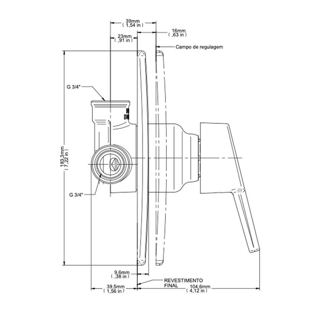 Acabamento Monocomando Para Chuveiro Docol Nexus 502906 3-4" Cromado - 4