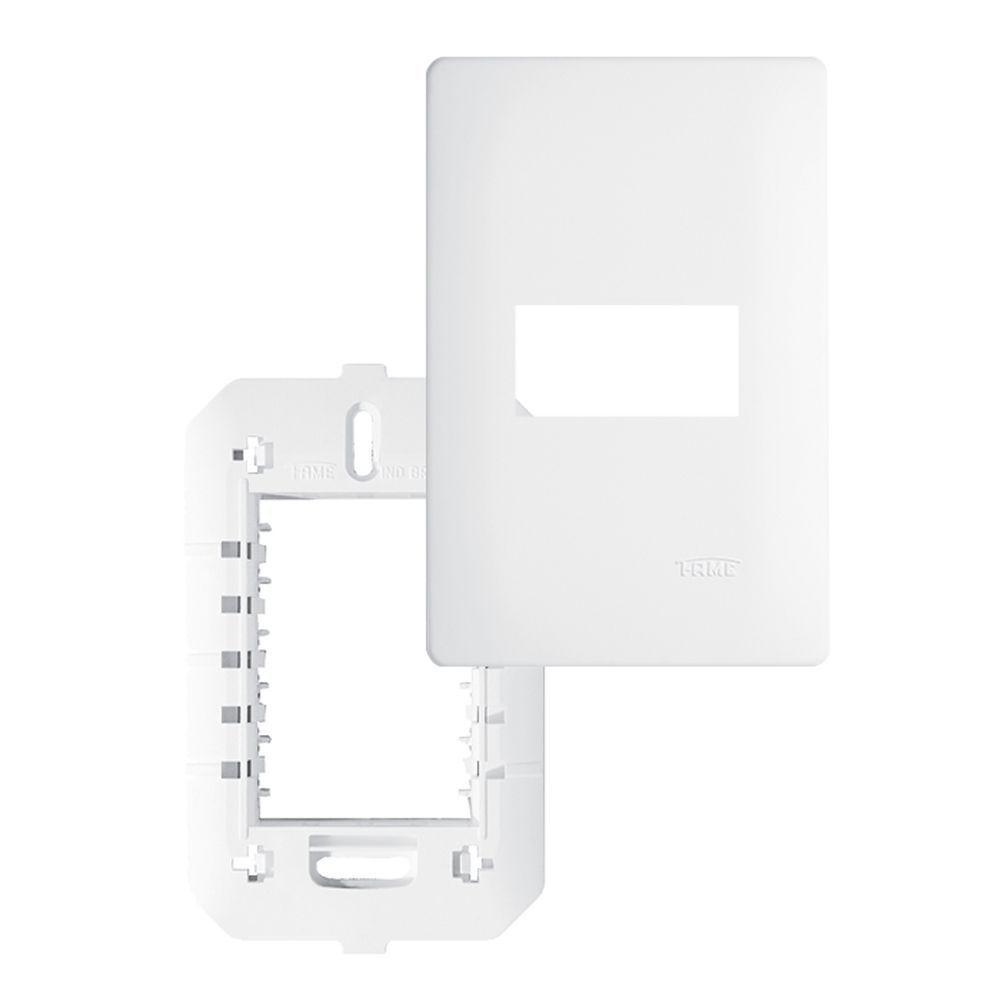 Placa Com Suporte Fame Habitat 4x2 Para Módulo Horizontal Branco - 1