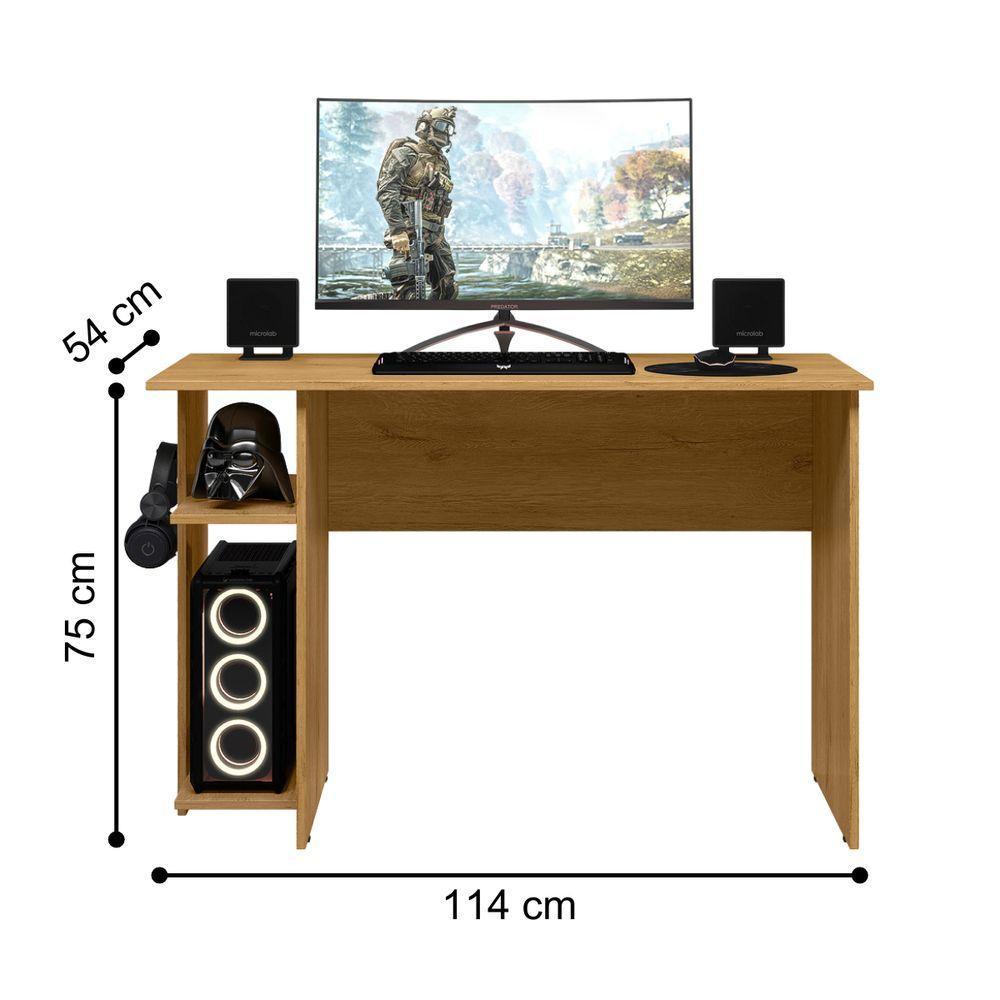 Mesa Para Computador 2 Prateleiras Cerá Freijó - 3